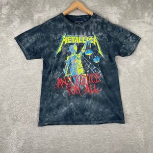 Metallica Shirt Mens Medium Black Tie Dye And Justice For All Band Graphic Tee